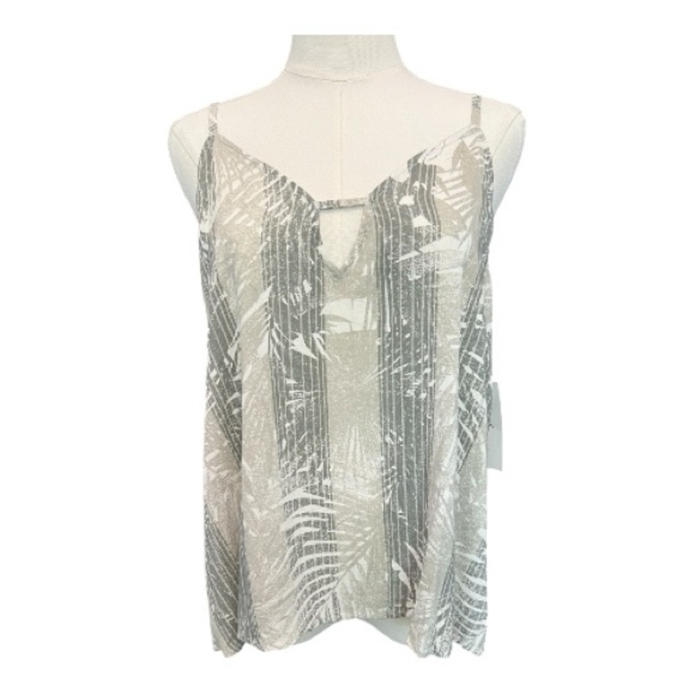 🆕 ✨ NWT RVCA Women’s Gray Palm Print Plunge Tank Top | Size L